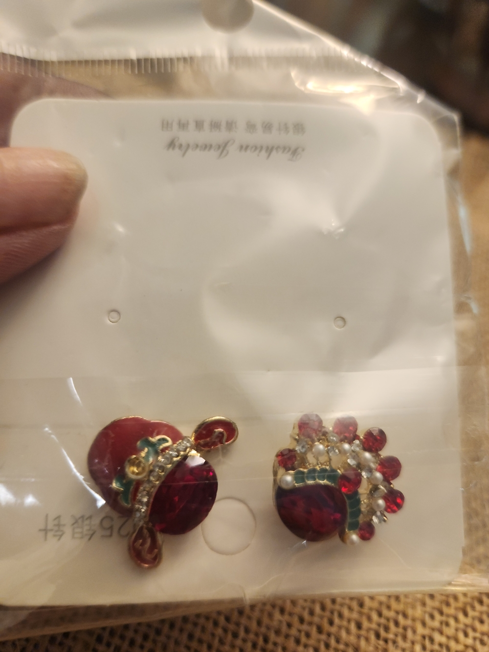 Fashion Jewelry Red and Gold Crystal Cluster Stud Earrings
